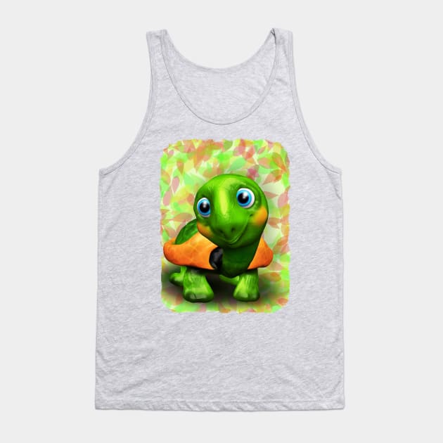 Green Turtle Baby 3D Tank Top by BluedarkArt